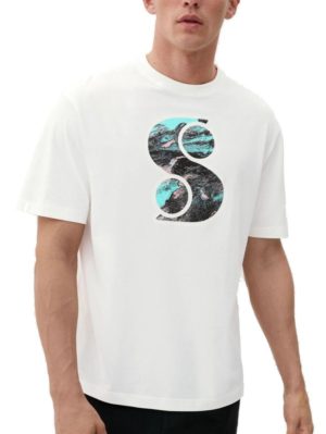 S.OLIVER Ανδρικό λευκό κοντομάνικο T-Shirt 2129862.01D2 white, Χρώμα Λευκό, Μέγεθος M