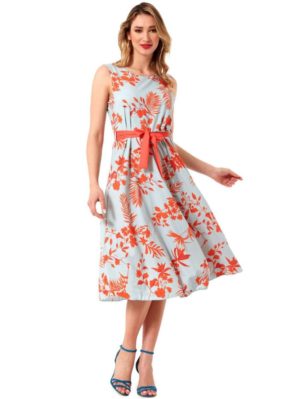 ANNA RAXEVSKY Αμάνικο φλοράλ αμπίρ μίντι κλος φόρεμα D23107, Χρώμα Πολύχρωμο, Μέγεθος S