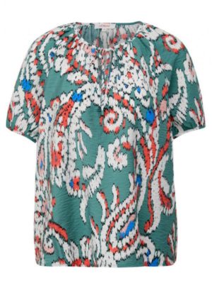 S.OLIVER Γυναικεία μπλούζα εμπριμέ 2144476-65A1 Petrol, Χρώμα Πολύχρωμο, Μέγεθος 44