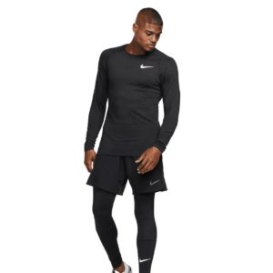 Nike Pro Ισοθερμική Ανδρική Μακρυμάνικη Warm Μπλούζα Μαύρη