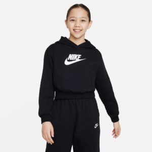 Nike Παιδικό Crop Hooded Φούτερ για Κορίτσια Μαύρο
