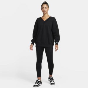 Nike Γυναικείο Oversized Μαύρο Φούτερ Phoenix με Λαιμόκοψη V