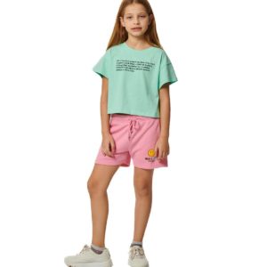 Body Action Παιδικό Crop T-Shirt Πράσινο