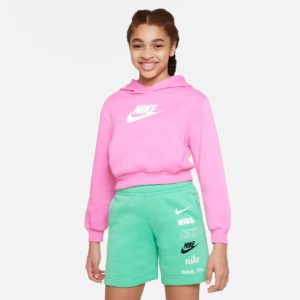 Nike Παιδικό Crop Hooded Φούτερ για Κορίτσια Ροζ