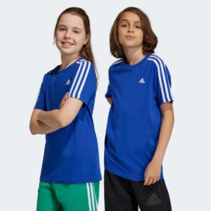 adidas Μπλε Παιδικό Βαμβακερό 3-Stripes T-Shirt