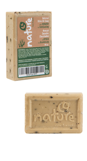 Φυσικό-Φυτικό καλλυντικό σαπούνι ελαιόλαδου με φύκια για απολέπιση 100gr