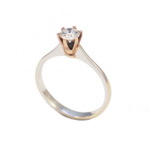 Δαχτυλίδι μονόπετρο σε λευκό χρυσό Κ18 με φυσικό διαμάντι K18244100