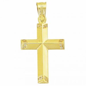 Σταυρός βαπτιστικός σε χρυσό Κ14 λουστραριστός 3941