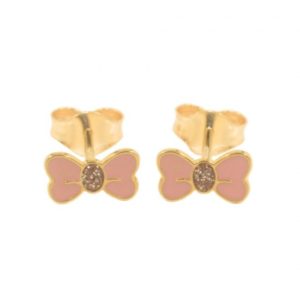 Παιδικά σκουλαρίκια σε χρυσό Κ14 με σχέδιο φιογκάκια 0585BB