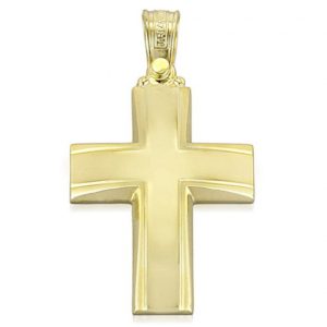 Σταυρός βαπτιστικός σε χρυσό Κ14 λουστραρισμένος 42143
