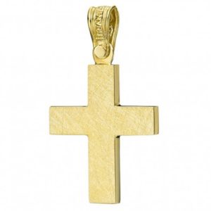 Σταυρός βαπτιστικός σε χρυσό Κ14 τραχισμένος 4443