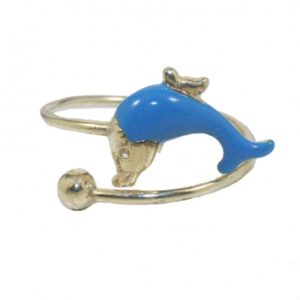 Παιδικό δαχτυλίδι από ασήμι επιχρυσωμένο με παράσταση δελφίνι 0100D