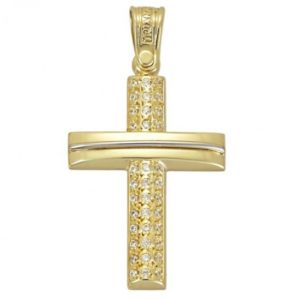 Σταυρός βαπτιστικός σε χρυσό Κ14 λουστραριστός 3351
