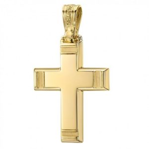 Σταυρός βαπτιστικός Κ14 χρυσός με σχέδιο λουστραριστός 2743