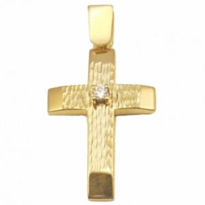 Σταυρός βαπτιστικός σε χρυσό Κ14 λουστραρισμένος 2836