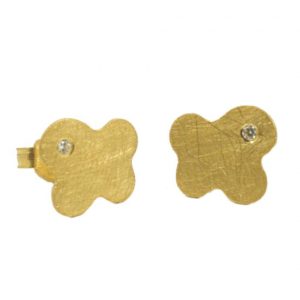 Σκουλαρίκια σε σατινέ χρυσό Κ14 χειροποίητα EB259