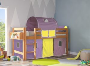 Παιδικό κρεβάτι υπερυψωμένο Smart οξιά σε φυσικό χρώμα 210Μx100Πx118Υ