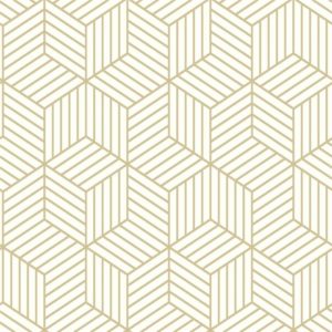 Αυτοκόλλητη Ταπετσαρία Stripped Hexagon White/Gold Peel KAL.RMK10704 52Μx502Υ
