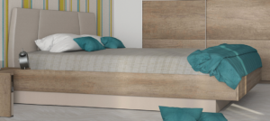Κρεβάτι ξύλινο με δερμάτινη/ύφασμα EVROS 140x200 DIOMMI 45-238