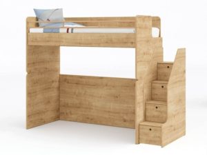 Υπερυψωμένο κρεβάτι με σκάλα ντουλάπια MOCHA STUDIO 10 247Μx95Πx189Υ