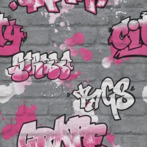 Ταπετσαρία τοίχου grafiti ροζ 53Μx1005Υ