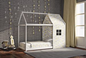 Παιδικό κρεβάτι Μοντεσσόρι House Frame οξιά 90 Χ 200 λευκό 100Μx210Πx133Υ