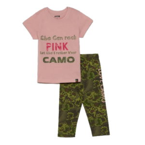 AKO Σετ Κοντομάνικο Μπλουζάκι με Κολάν Love Camo Χρώμα Ροζ Κορίτσι 3256248-02