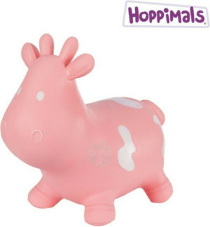 Hoppimals Φουσκωτό Αγελάδα Χοπ Χοπ, ζωγραφισμένο στο χέρι Ροζ T-TFF-NN138