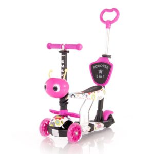 Πατίνι Lorelli Smart Plus Scooter με κάθισμα και χειρολαβή γονέα Pink Flowers 10390030001 (ΔΩΡΟ Φωτάκι Led)