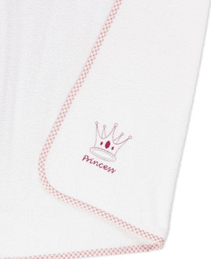 Dimcol Καπα Μπουρνούζι Με Κέντημα 80x80 Princess 33 Λευκο/ροζ