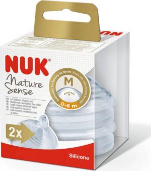Nuk Nature Sense Θηλή Σιλικόνης Medium 0-6 Μηνών, (10.709.285), 2τμχ