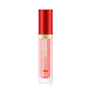 Kiss Beauty Διαφανές Lip Gloss με Έλαιο Λουλουδιών και Ρινίσματα Χρυσού (Beauty 11429) #4-Rose Red