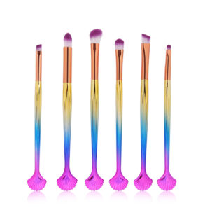 6 Πινέλα Μακιγιάζ με Σχέδιο Κοχύλι Beautyware Ροζ/Μπλε