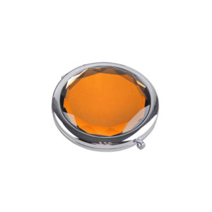 Καθρεφτάκι Μακιγιάζ διακοσμημένο με Κρύσταλλο και Θήκη Πορτοκαλί