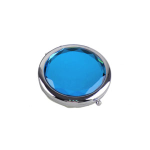 Καθρεφτάκι Μακιγιάζ διακοσμημένο με Κρύσταλλο και Θήκη Μπλε