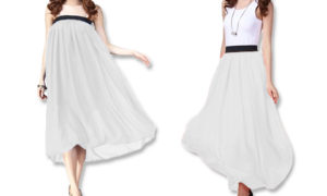 Ανάλαφρη Σιφόν Φούστα με Ελαστική Μέση Λευκό
