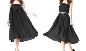 Ανάλαφρη Σιφόν Φούστα με Ελαστική Μέση Μαύρο