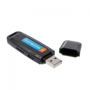 Mini Spy Καταγραφικό ήχου τύπου USB 16GB για 1300 ώρες καταγραφή - Δυνατότητα συνεχούς τροφοδοσίας για αδιάκοπη λειτουργία / USB MEMORY STICK Portable Rechargeable 16GB 1300Hr SPY Sound Voice Recorder Black