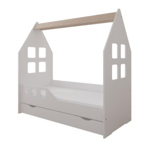 Παιδικό Κρεβάτι Montessori Olaf από 80 έως 80x160 cm με Συρτάρι White Oak
