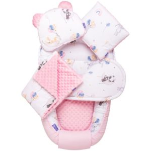 Jukki Χειροποίητο Σετ Baby Nest 5 τμχ Φωλιά Μωρού 100x55cm 0+μηνών - Panda Love Minky (5904506809332)