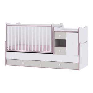 Lorelli Mini Max Πολυμορφικό Παιδικό Κρεβάτι Κούνια - White Pink Crossline (10150500032A)