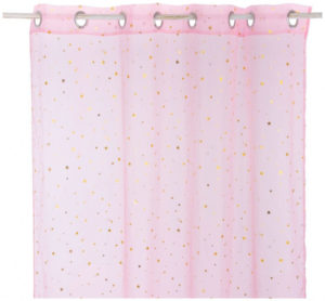 Atmosphera Polyester Διάφανη Κουρτίνα Με κρίκους Για Παιδικό Δωμάτιο 140x250 Pink gold stars 127188