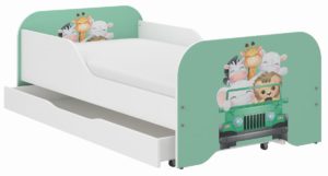 Παιδικό Κρεβάτι Miki 160 x 80 cm με Συρτάρι + Δώρο Στρώμα - Animal Trip