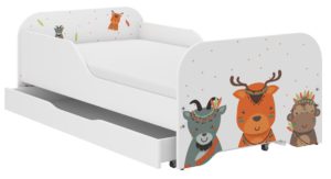 Παιδικό Κρεβάτι Miki 160 x 80 cm με Συρτάρι + Δώρο Στρώμα - Indian Animals