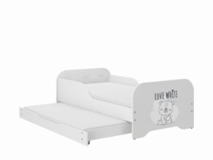 Παιδικό Κρεβάτι Miki 2 in 1 με Συρτάρι & 2η θέση ύπνου 160 x 80 cm + Δώρο 2 Στρώματα - White Bear