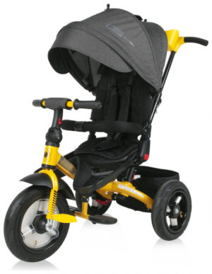 Lorelli Jaguar AIR Τρίκυκλο Παιδικό Ποδήλατο με Αναστρέψιμο Κάθισμα και Φουσκωτά Λάστιχα Black Yellow 10050392101