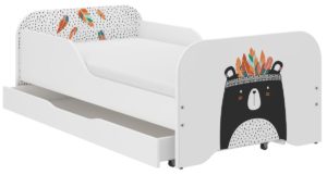 Παιδικό Κρεβάτι Miki 160 x 80 cm με Συρτάρι + Δώρο Στρώμα - Black & White