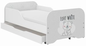 Παιδικό Κρεβάτι Miki 160 x 80 cm με Συρτάρι + Δώρο Στρώμα - White Bear