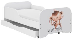 Παιδικό Κρεβάτι Miki 160 x 80 cm με Συρτάρι + Δώρο Στρώμα - Monkey Around