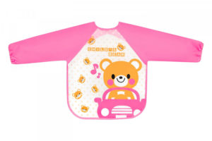 Bocioland Αδιάβροχη Σαλιάρα με Μανίκια Bear Car Pink BOC0571